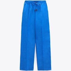 Zara Pantalon Pijamero 100% Lino Cobalto

Size Small